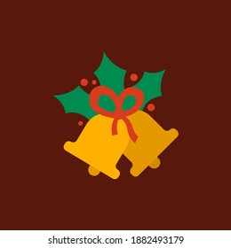 Christmas bell with mistletoe vector