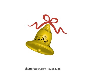 Christmas bell with music score pattern
