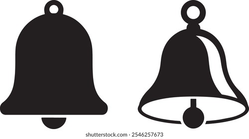 christmas bell notifications alert icon silhouette vector art flat design illustration