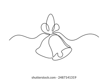 Christmas bell in one continuous line drawing vector illustration 