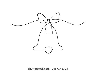 campana de Navidades en una Ilustración vectorial de dibujo de línea continua 