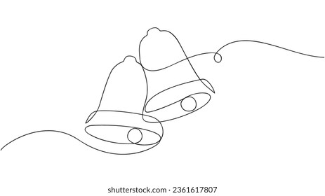 Christmas Bell one line drawing. bell continuous. Vector