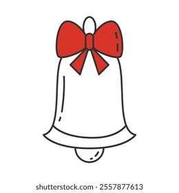 Christmas bell with red ribbon bow Vector