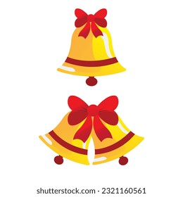Christmas Bell with Red Ribbon Clipart Design 