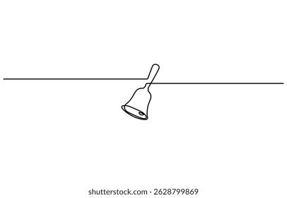 Christmas bell with red ribbon drawn in one continuous line, Jingle bell continuous one line drawing, single line art element of Isolated outline vector icon.