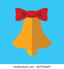 Christmas Bell with red ribbon icon for Christmas celebration