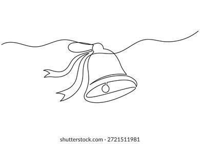 Weihnachtsglocke mit Band Continuous One Line Drawing Minimalist Holiday Vector