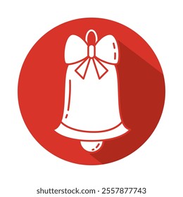 Christmas bell with ribbon festive sticker Vector