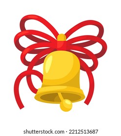 Christmas bell with ribbon flat icon Holiday celebration
