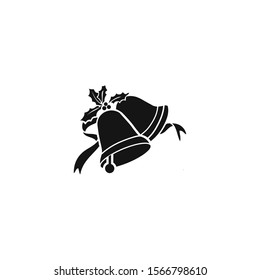 christmas bell ribbon vector icon on a white background