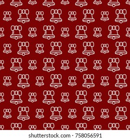 Christmas bell seamless pattern white line style on red background for product promotion, poster, christmas sale, greeting cards, web and marketing material, decoration. Vector Illustration