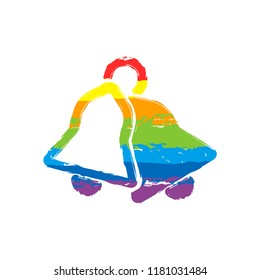 christmas bell. simple silhouette. Drawing sign with LGBT style, seven colors of rainbow (red, orange, yellow, green, blue, indigo, violet