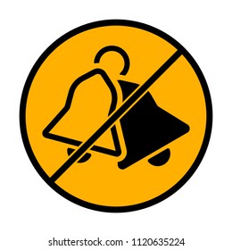 christmas bell. simple silhouette. not allowed, black object in warning sign with orange background color