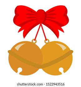 Christmas bell. Single flat icon on the button. Vector illustration.
