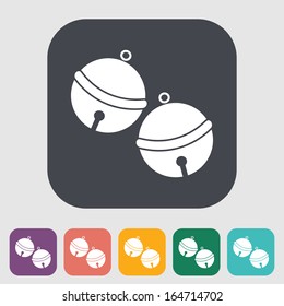 Christmas bell. Single flat icon on the button. Vector illustration.