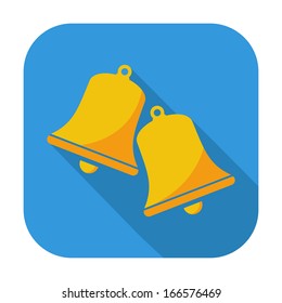 Christmas bell. Single flat icon on the button. Vector illustration.