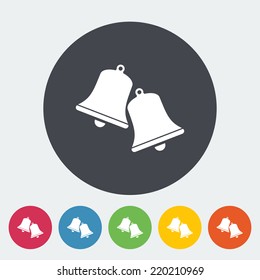 Christmas bell. Single flat icon on the circle. Vector illustration.