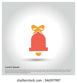Christmas bell. Single flat icon on white background. Vector illustration.