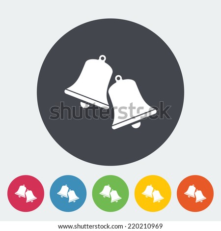 Christmas bell. Single flat icon on the circle. Vector illustration.
