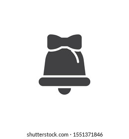 Christmas bell vector icon. filled flat sign for mobile concept and web design. Door bell with bow glyph icon. Symbol, logo illustration. Vector graphics