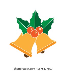Christmas bell vector icon. Filled flat sign for mobile concept and web design. Christmas bell with holly glyph icon. Symbol, logo illustration. Vector graphics