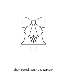 Christmas bell vector icon. Outline flat sign for mobile concept and web design. Christmas bell with bowtie glyph icon. Symbol, logo illustration. Vector graphics
