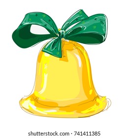 Christmas bell vector illustration, Bow with bell on white background