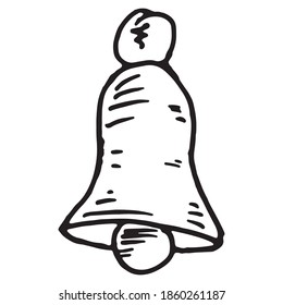 Christmas bell. Vector illustration of a bell for Christmas. Hand drawn.