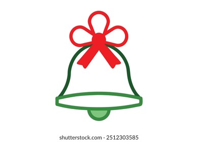 Weihnachtsglocke, Vektorgrafik, Clipart-Illustration einzeln auf weißem Hintergrund