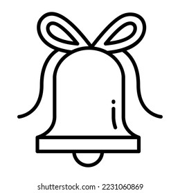 Christmas bell vector line icon isolate on white background