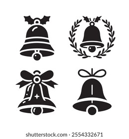 Christmas bell vector silhouette art illustration bundle