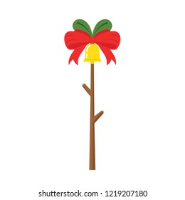 Christmas bell vector. stick. leaf. symbol. logo design. ribbon vector.