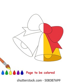 Christmas Bells to be colored, the coloring book to educate preschool kids with easy kid educational gaming and primary education of simple game level.