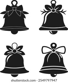 Christmas bells black silhouette vector