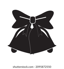 Campanas de Navidad Icono vector negro sobre fondo blanco