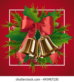 Christmas Bells with Bow and Mistletoe