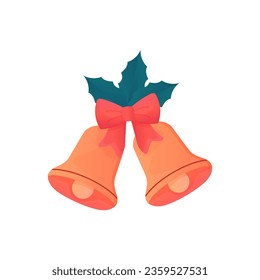Christmas bells with bow and twig vector