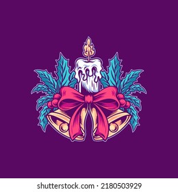 Christmas Bells And Candle Illustration For Business