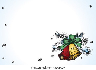 Christmas bells card on a white background