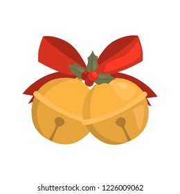 Christmas bells color vector icon. Flat design