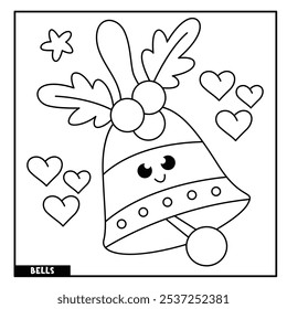 Christmas bells coloring page for kids