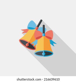 Christmas bells flat icon with long shadow,eps10