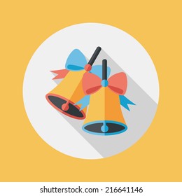 Christmas bells flat icon with long shadow,eps10