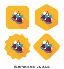 Christmas bells flat icon with long shadow,eps10