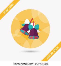 Christmas bells flat icon with long shadow,eps10