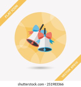 Christmas bells flat icon with long shadow,eps10