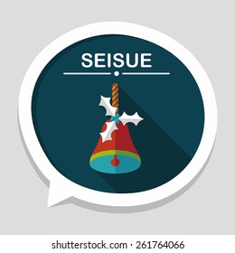 Christmas bells flat icon with long shadow,eps10