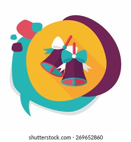 Christmas bells flat icon with long shadow,eps10