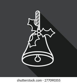 Christmas bells flat icon with long shadow, line icon