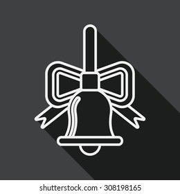 Christmas bells flat icon with long shadow, line icon